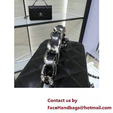 chanel Shiny Crumpled Calfskin, Strass  &  Ruthenium-Finish Metal Clutch with Chain AP3593 black 2023